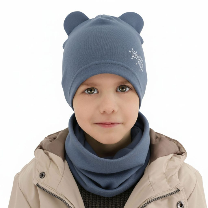 Boy's spring/ autumn set: hat and tube scarf blue Cymes