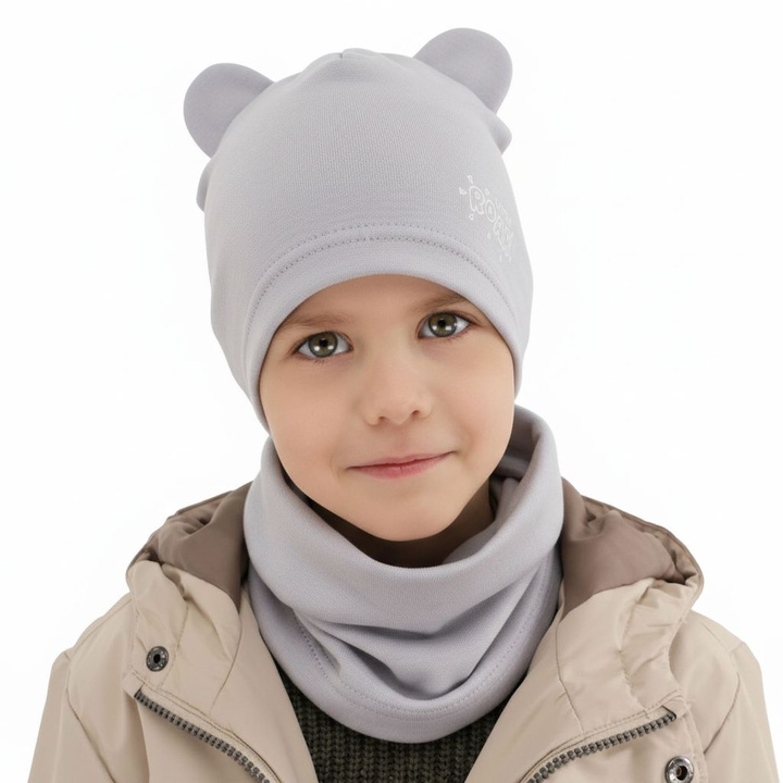 Boy's spring/ autumn set: hat and tube scarf grey Cymes