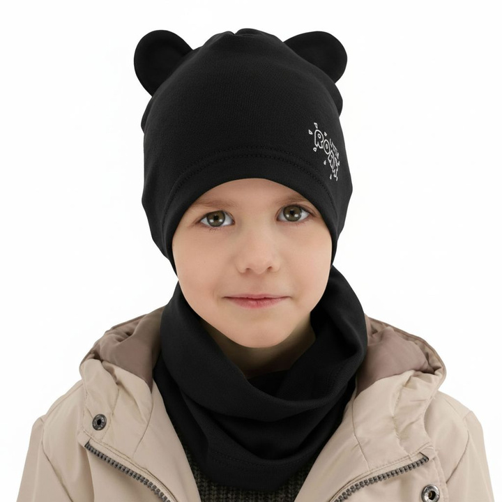 Boy's spring/ autumn set: hat and tube scarf black Cymes