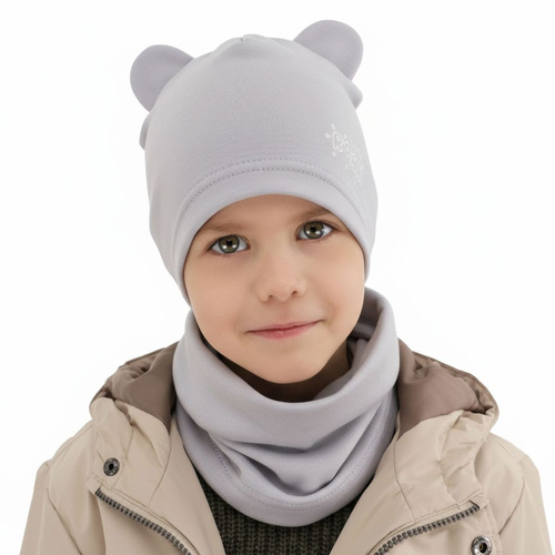 Boy's spring/ autumn set: hat and tube scarf grey Cymes